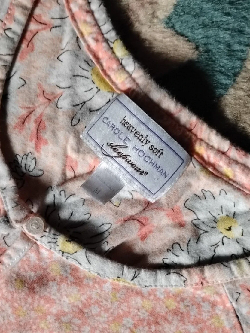 Carole Hochman Peach Floral, Cotton, Short-Sleeve Sleep Shirts Medium Euc - Picture 8 of 11